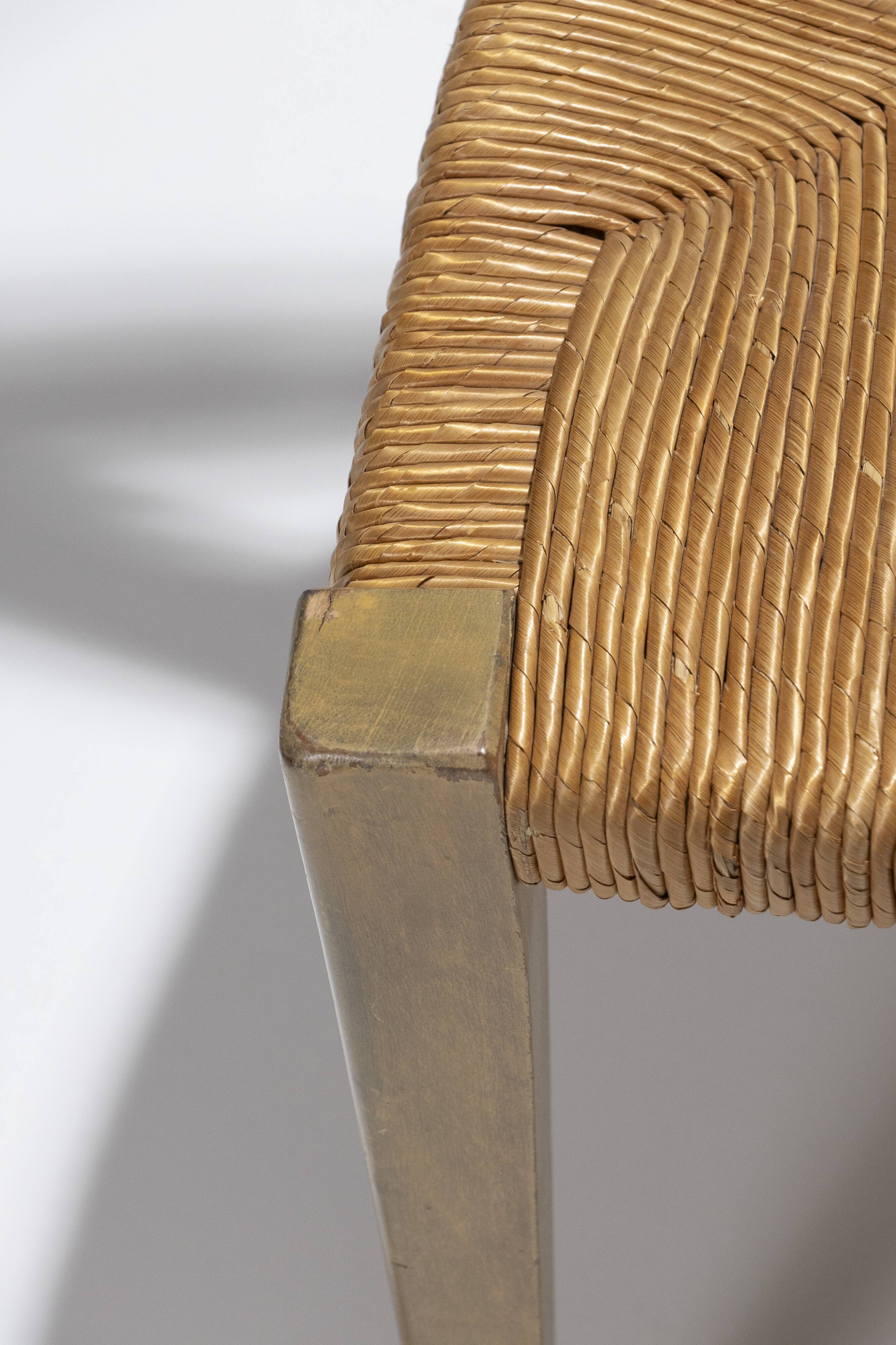 Pair of straw chairs, geneviève pons, 1950s