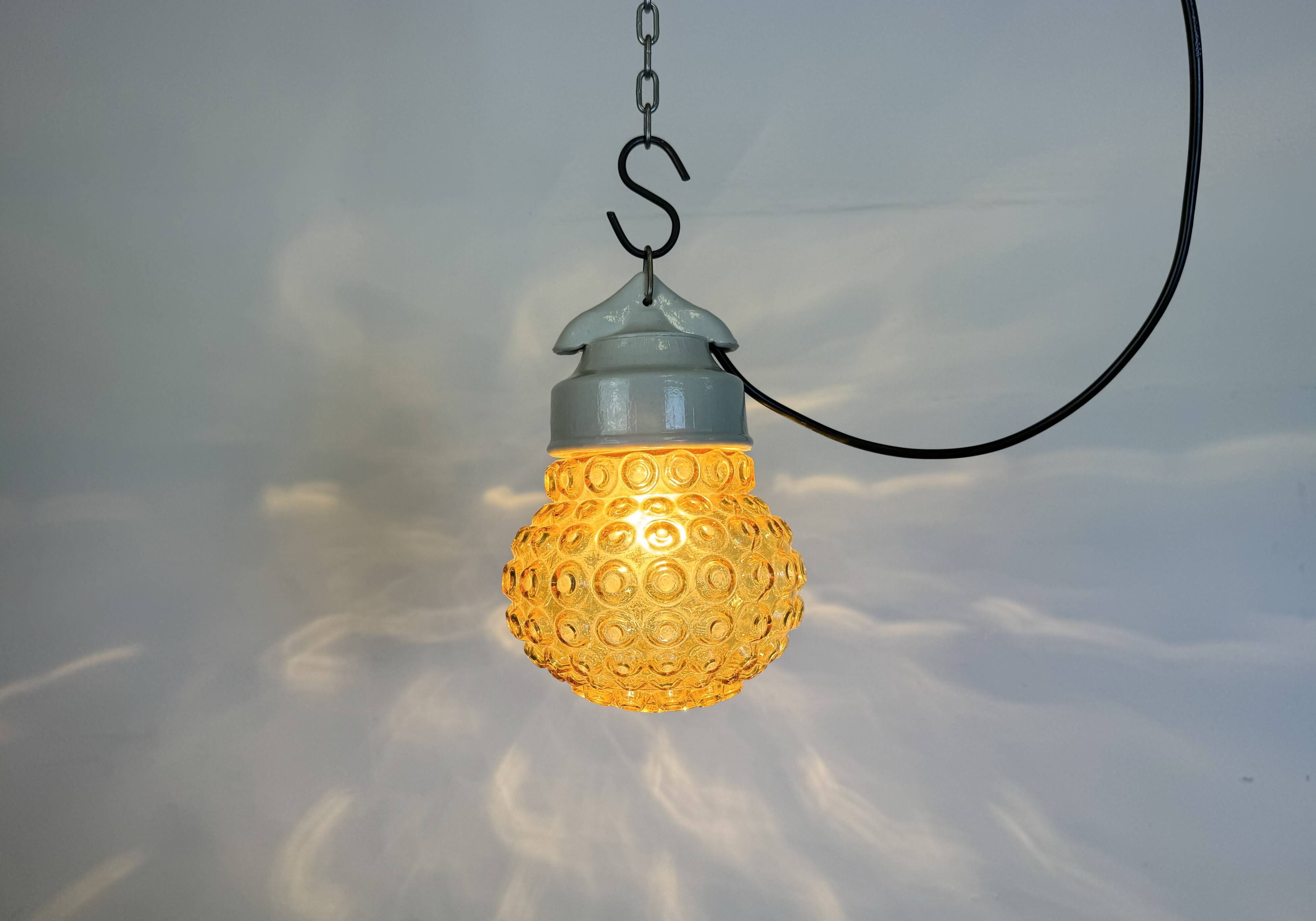 Vintage White Porcelain Pendant Light, 1970s