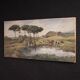 Bucolic landscape painting signed Giron from 20th century
