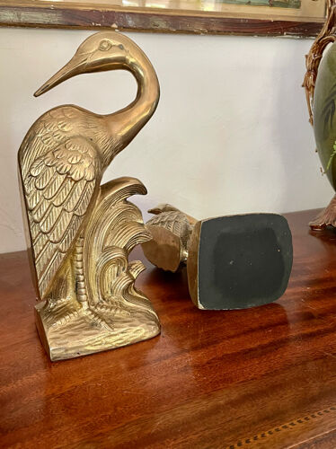 Bookend herons in brass style Art Deco 26cm