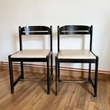 Paire de chaises noires + simili blanc