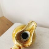 Handmade Ceramic Pitcher: 1970s LKC Pottery, Yellow Brown Glaze