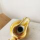 Handmade Ceramic Pitcher: 1970s LKC Pottery, Yellow Brown Glaze