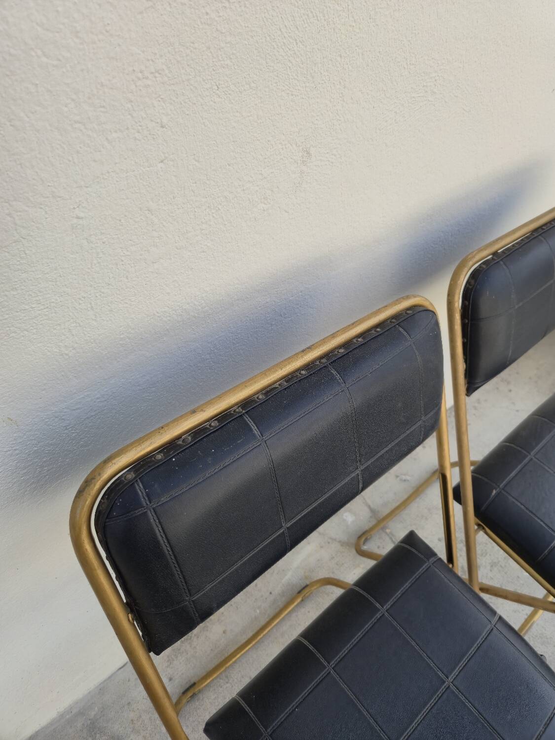 Pair of vintage 1950s Lafuma black folding chairs