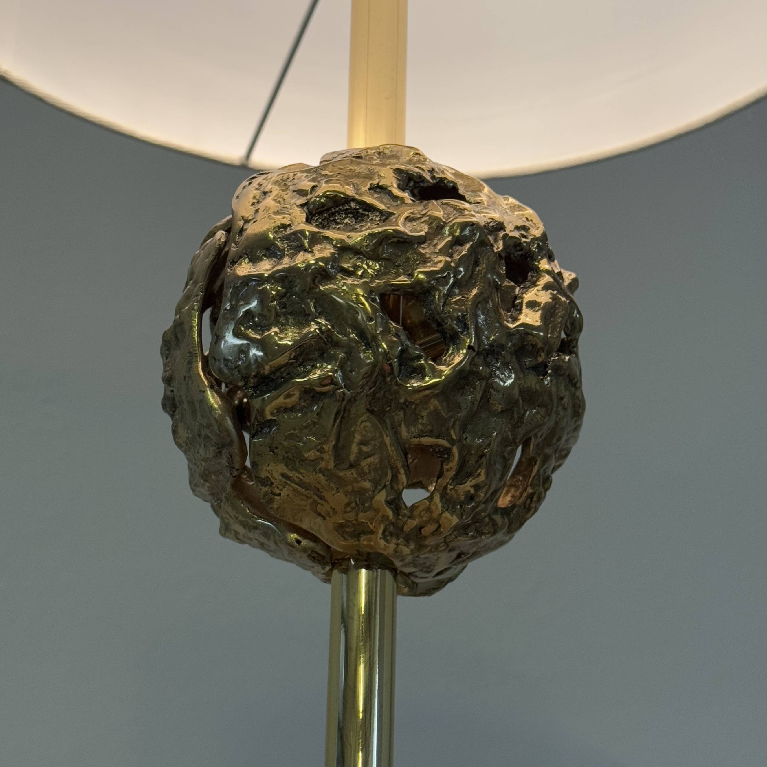 Angelo Brotto for Esperia — Sculptural Travertine Table Lamp, Italy, 1970s