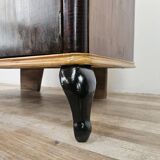 Mahogany burl dressing table with white marble top