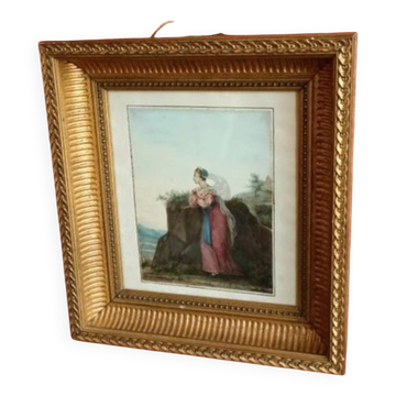 Aquarelle de femme, XIXème