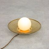 Mid-Century Intricate Wall Lamp in Brass and Opaline Glass, 1950s