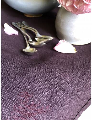 Vintage Eggplant Dyed Hemp Tablecloth