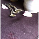 Vintage Eggplant Dyed Hemp Tablecloth