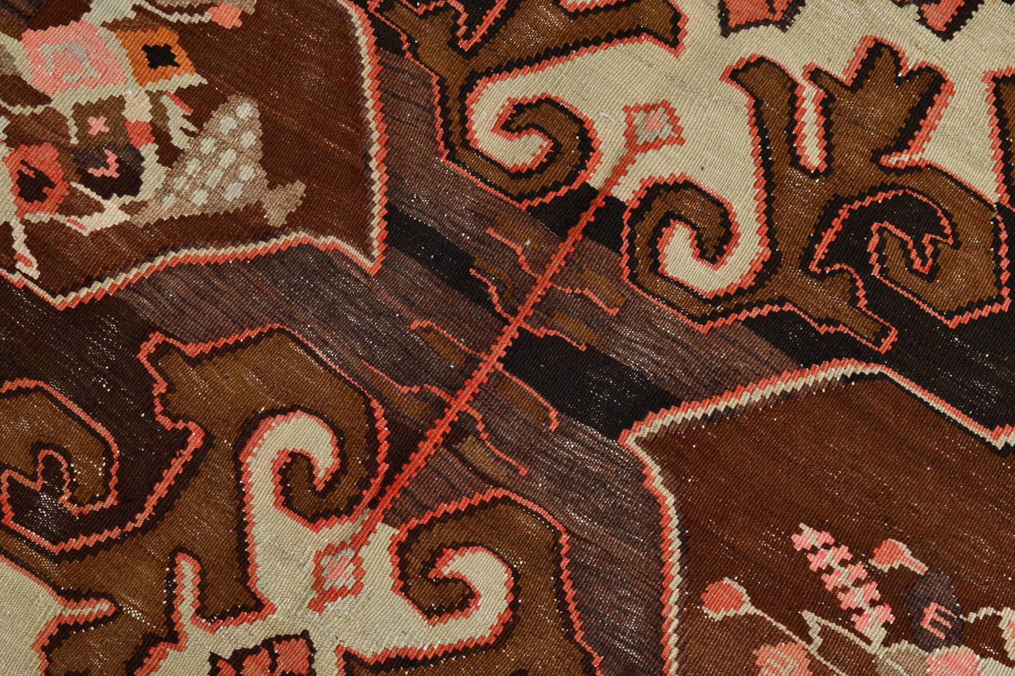 6x12 Handmade Wool Kilim Area Rug, 185x365Cm