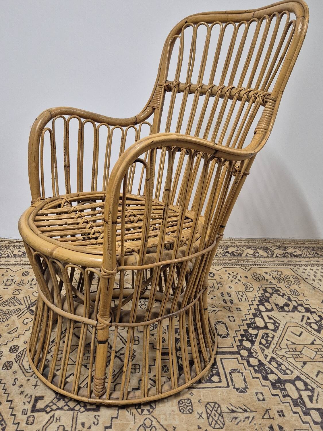 Fauteuil en Rotin Bambou vintage 1950s design -H85cm