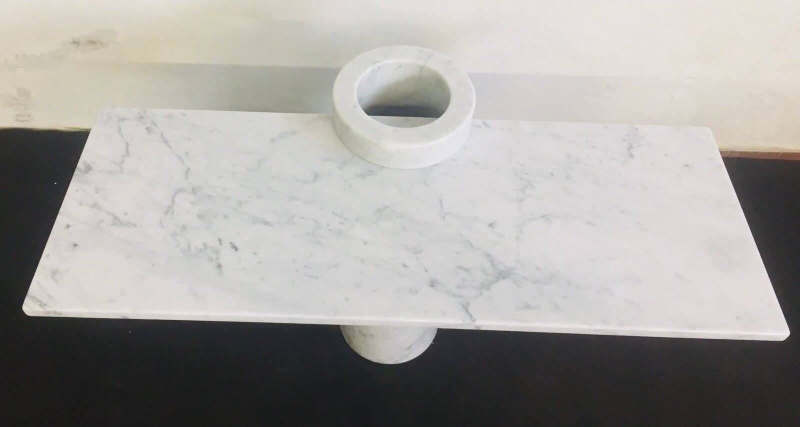 Console Table Loico Model in White Carrara Marble by Angelo Mangiarotti for Skipper, 1990s