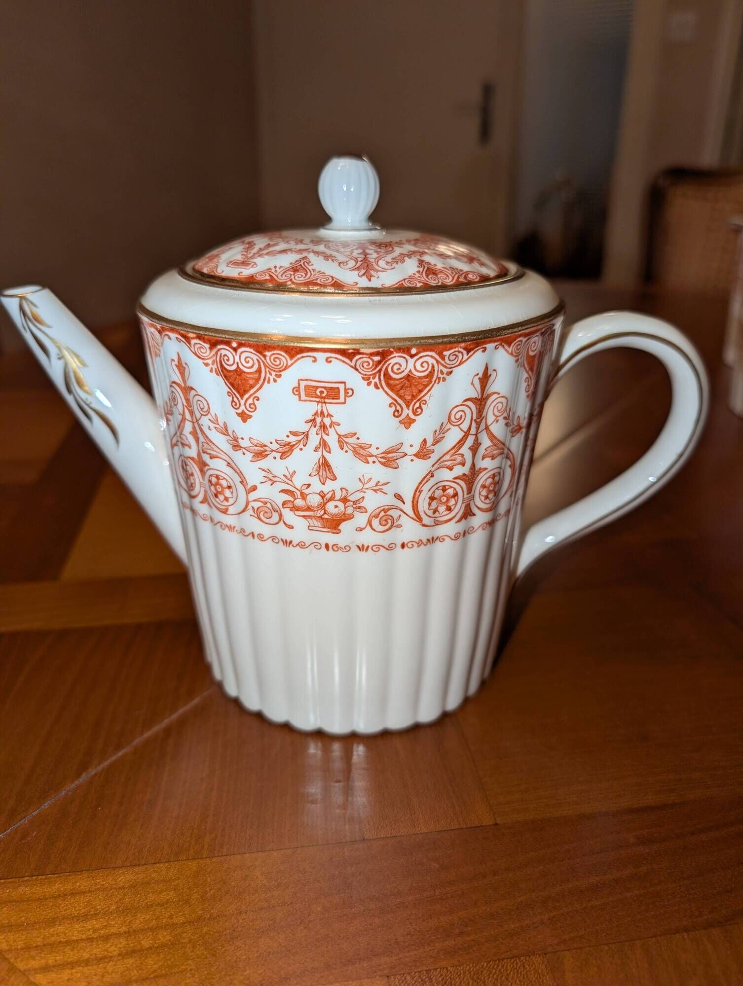 Wedgwood Coral & Gold Coffee Service - Neoclassical Style - 27 Pieces