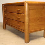 Vintage solid elm chest of drawers, 1970