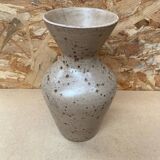 Antique etruscan vase ceramic beige speckled brown vintage