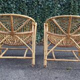 Pair of vintage rattan armchairs