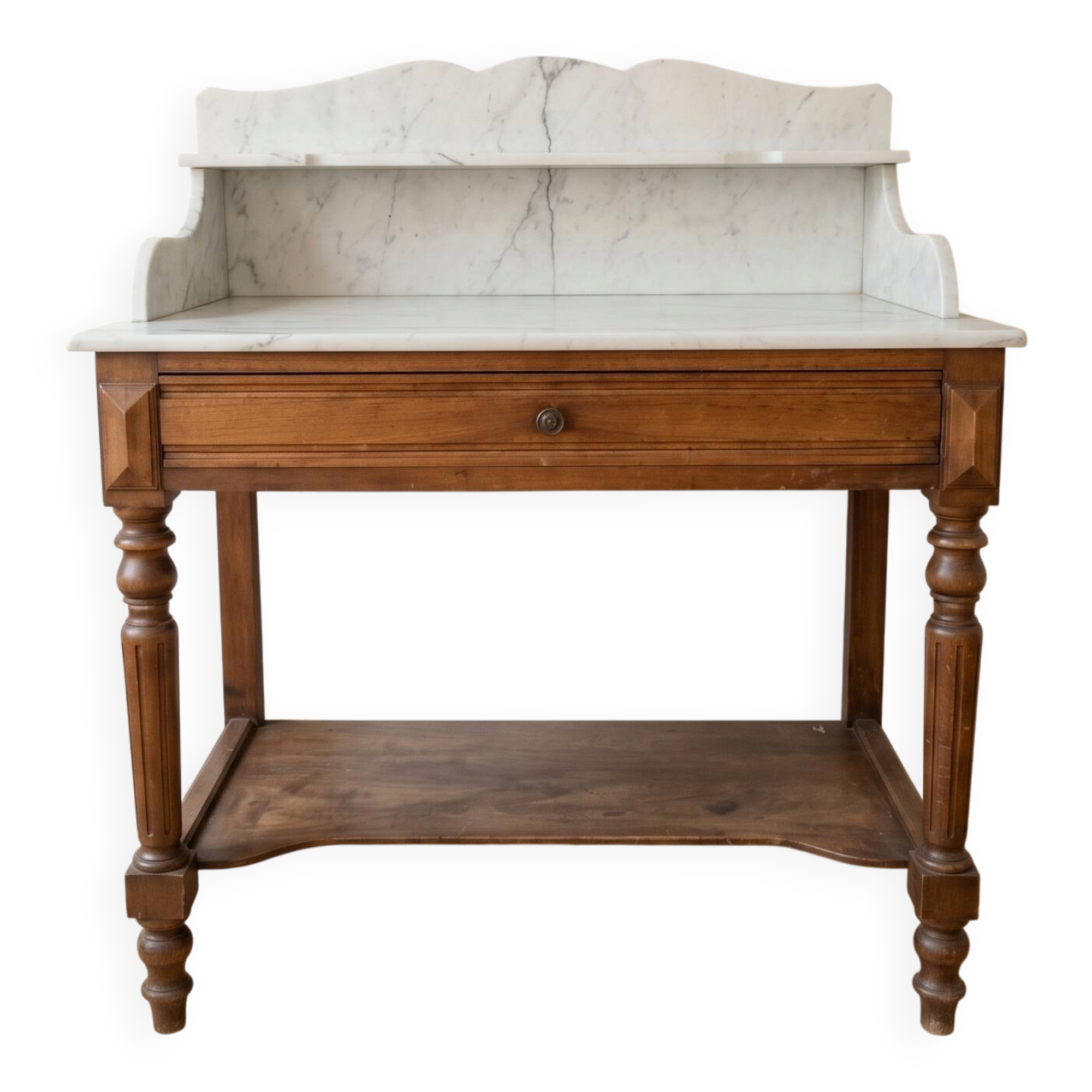 Antique dressing table in wood and marble