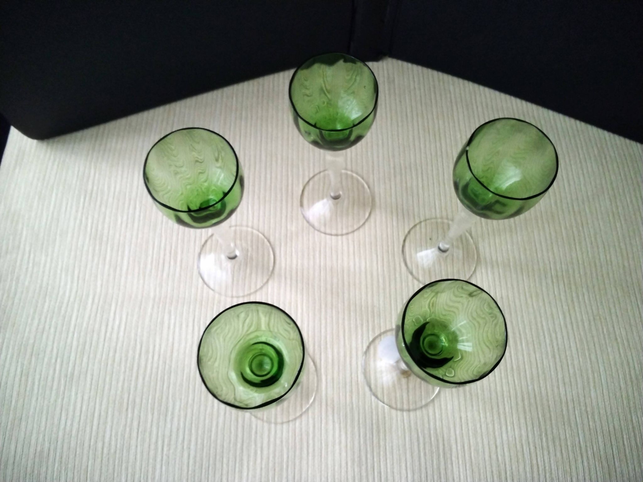 5 blown glass liqueur glasses