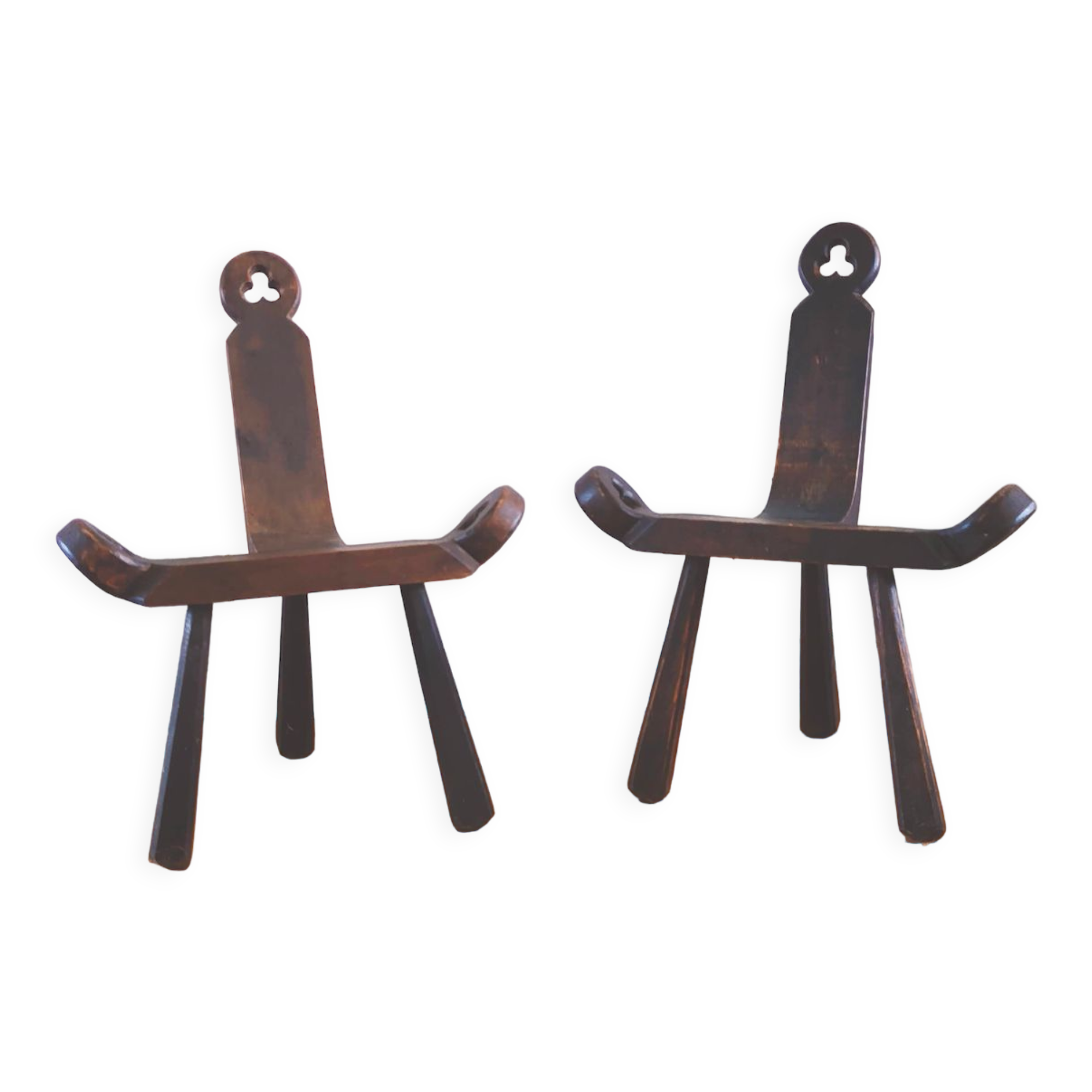 Pair of brutalist chairs tripod feet