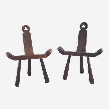 Pair of brutalist chairs tripod feet