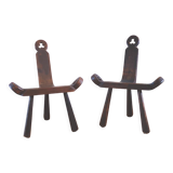 Paire de chaises brutalistes pieds tripode