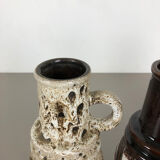 Set of three 1970s pottery fat lava "vienna" vases made by Scheurich, Germany
