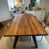 Wood and metal dining room lounge table