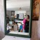 Miroir rectangulaire vert foncé à patine noire