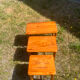 Vintage nesting table in chalet pine.