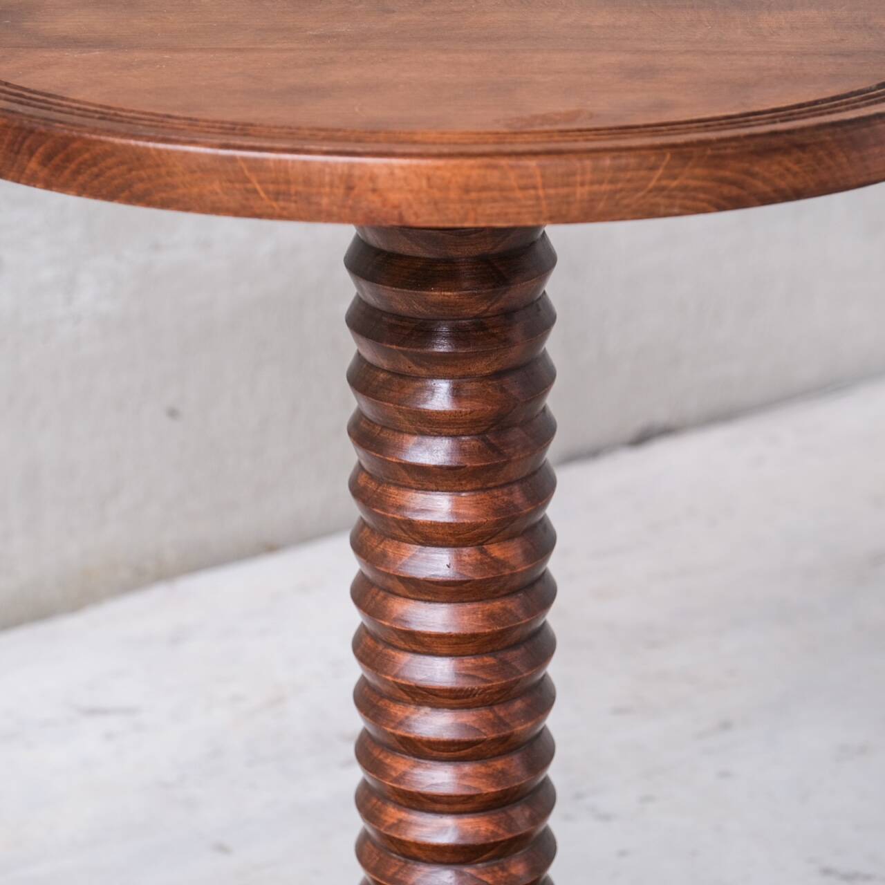 Turned Oak Mid-Century French Pedestal or Side Table