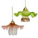 Paire de suspensions en opaline plissée et tulipes à motifs Art déco