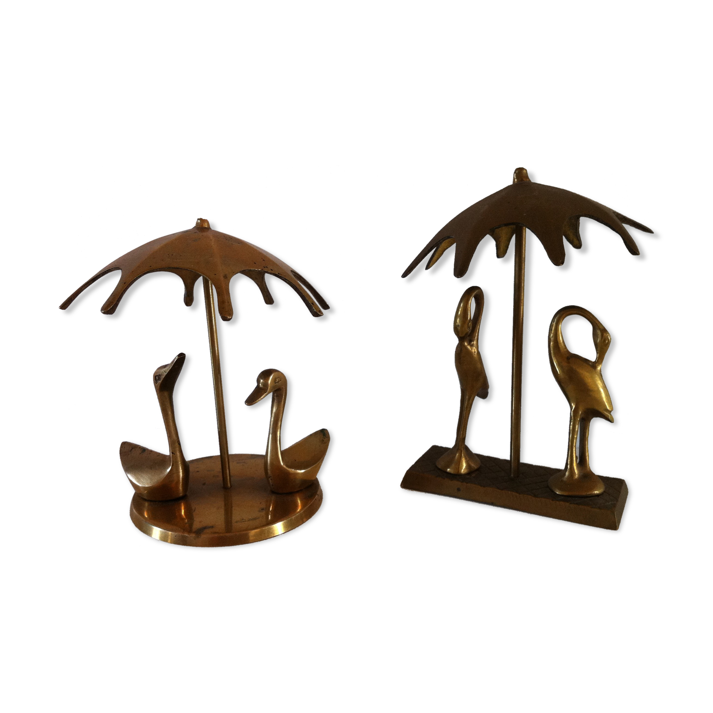 Duo of brass statuettes