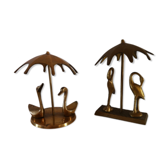 Duo of brass statuettes