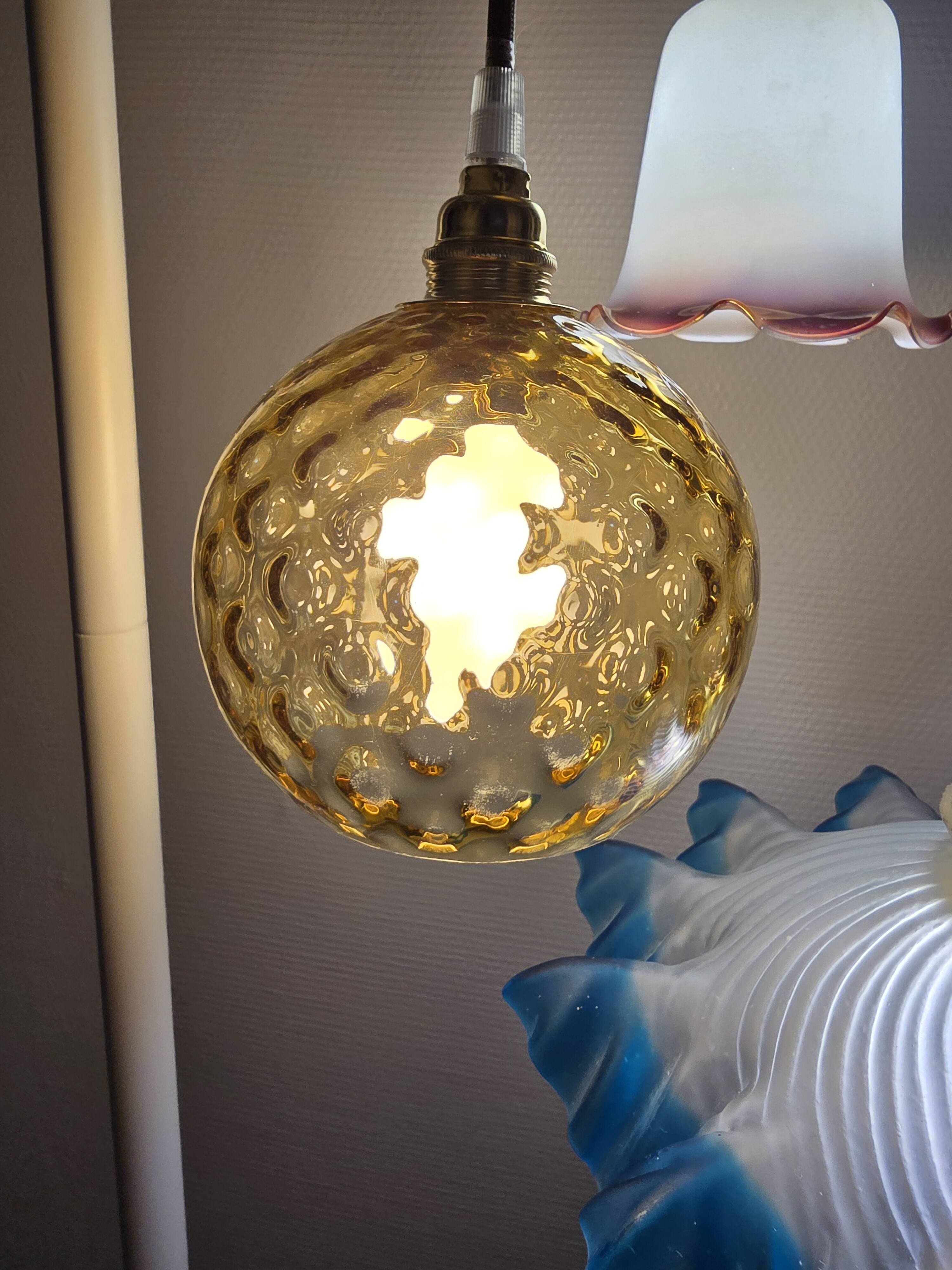 Suspension 3 globes en verre et 3 couleurs