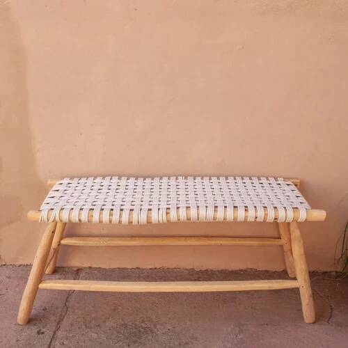 Braided white cream bench