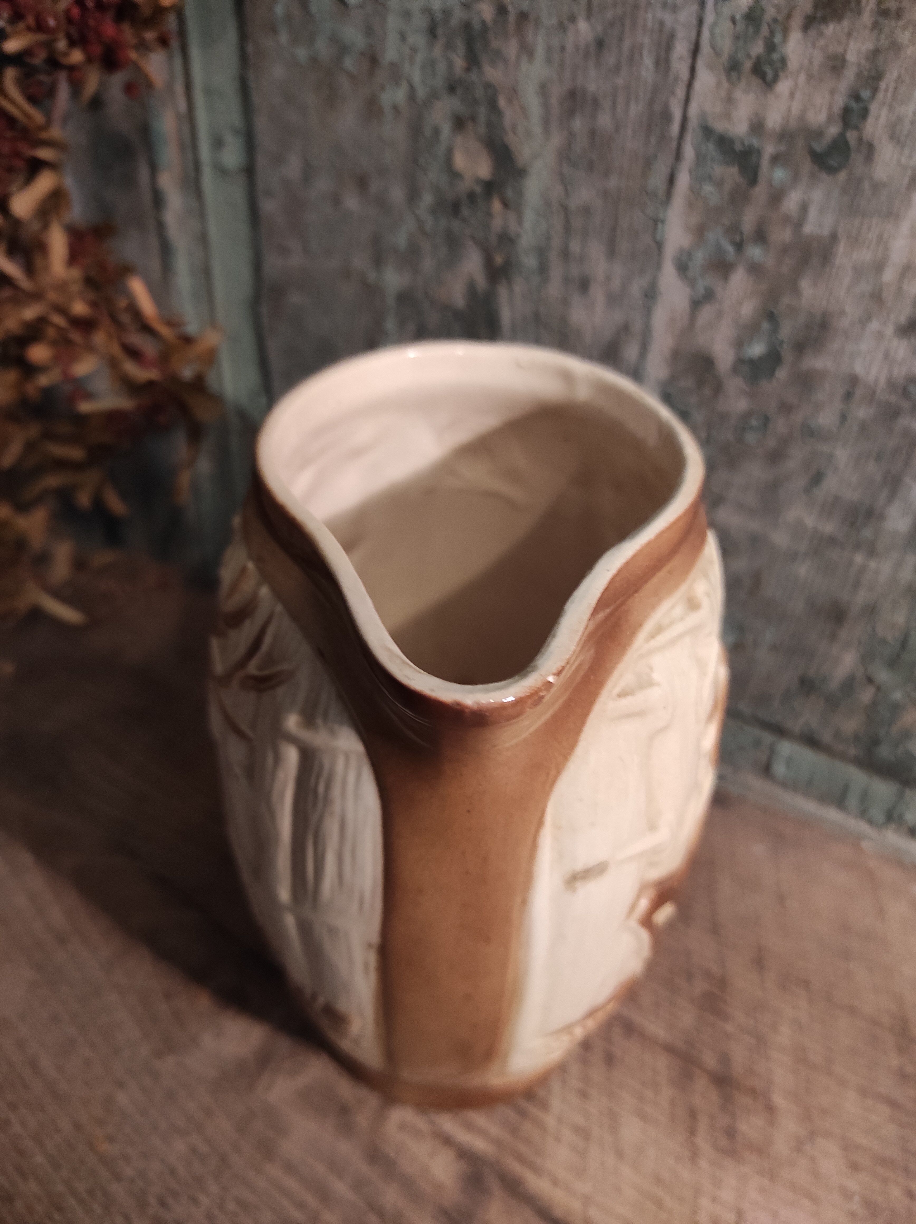 French vintage pitcher of St Clément, with a deer