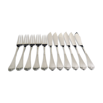 Hénin Et Cie - 5 Forks And 6 Silver Fish Knives