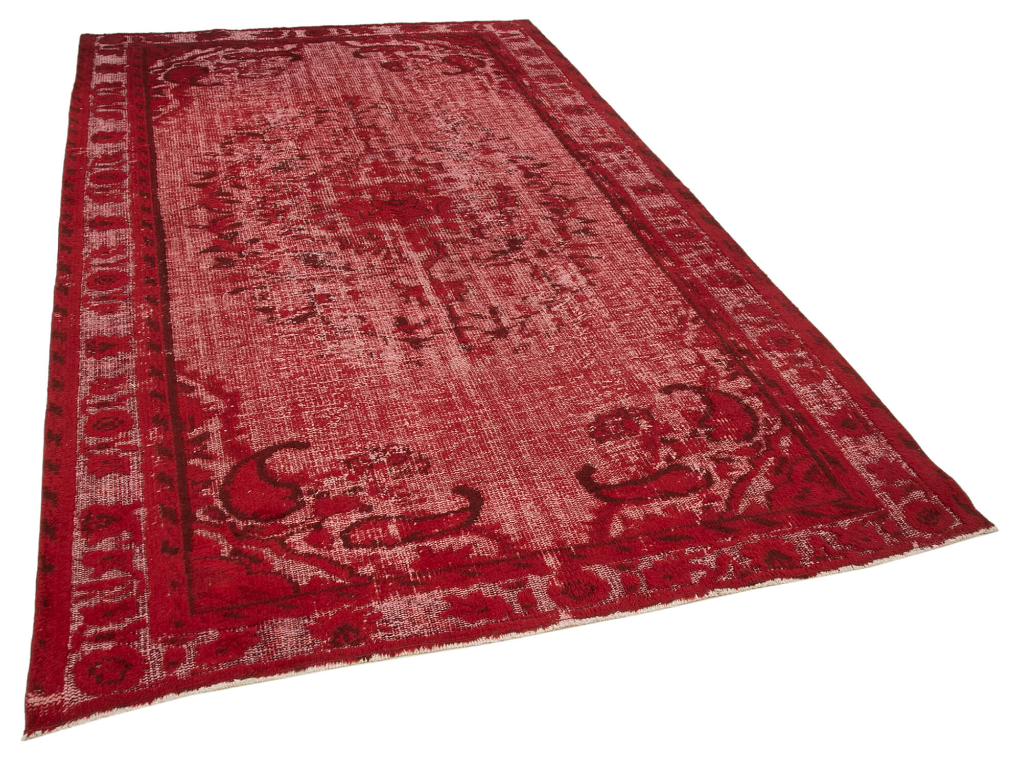 Handmade antique turkish 1980s 179 cm x 286 cm red carpet