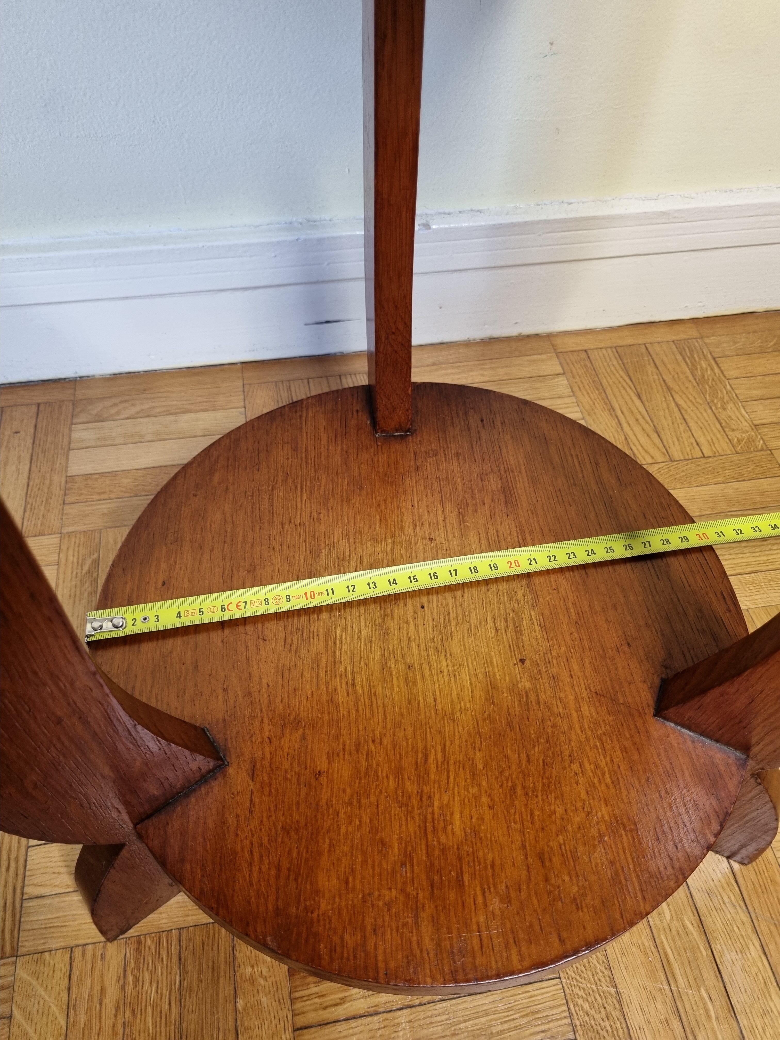 Blond wooden pedestal table in art deco style