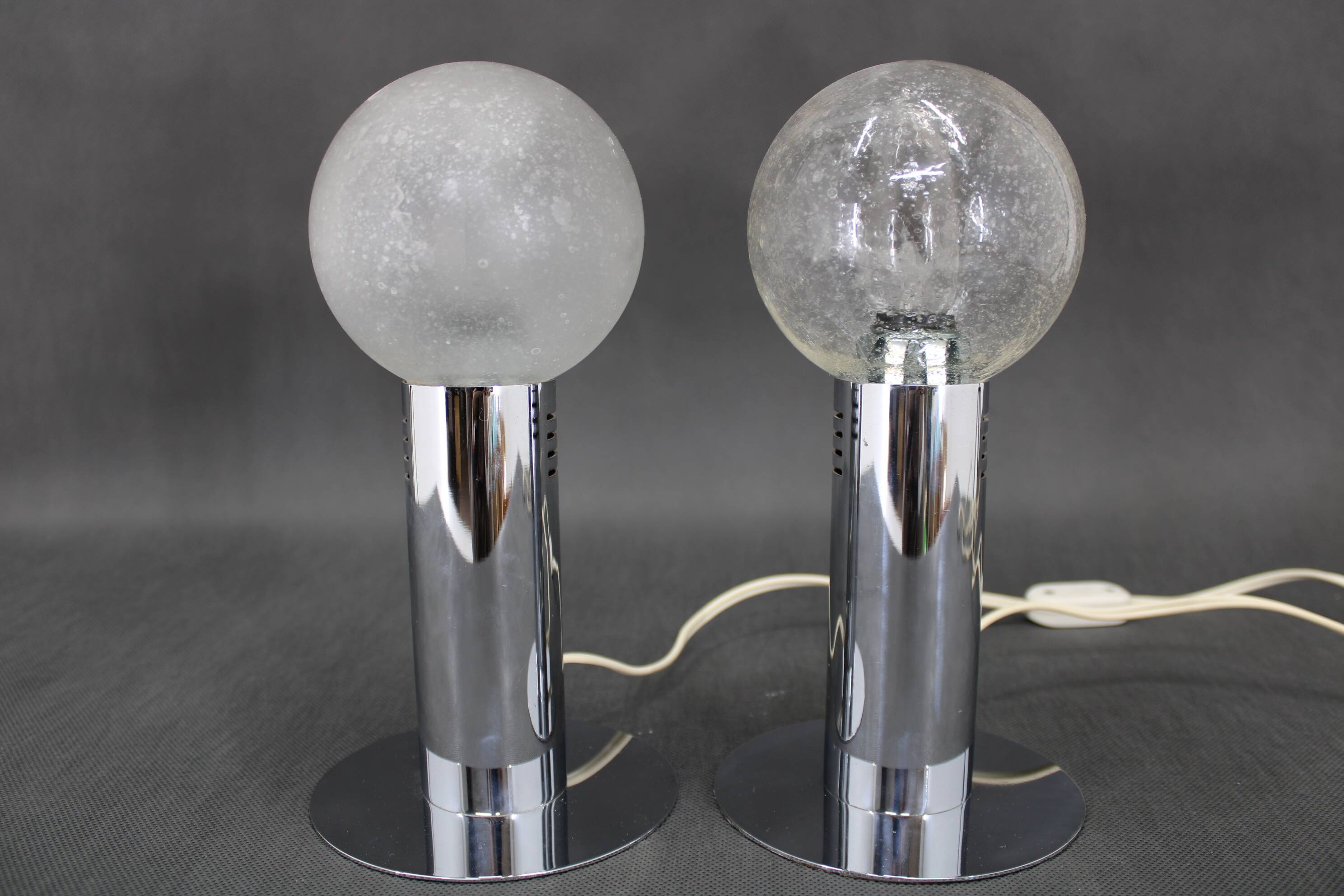 1970s Pair of Chrome Plated Lamps ,Italy