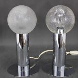 1970s Pair of Chrome Plated Lamps ,Italy