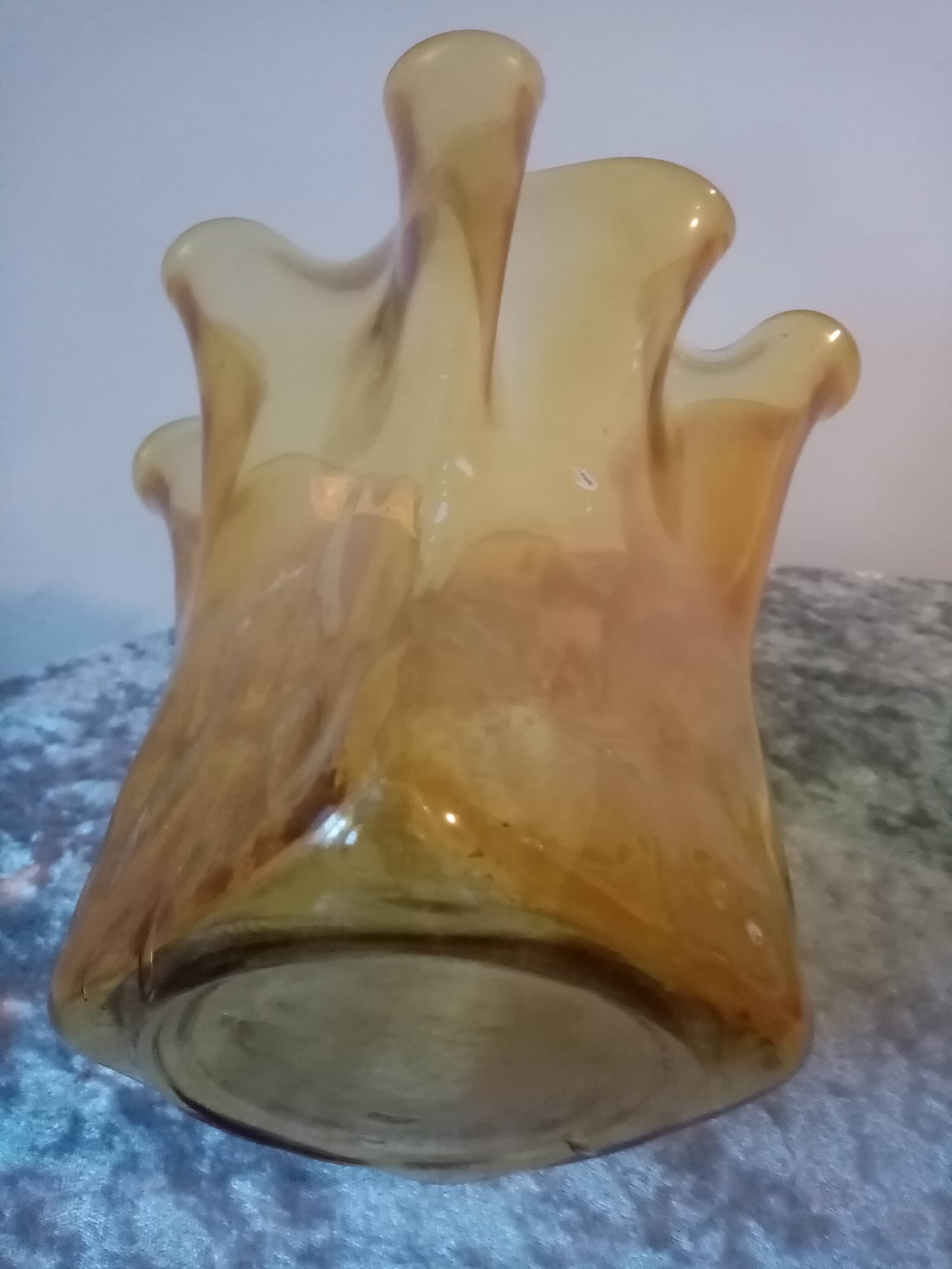 Old vintage mouth-blown glass vase, Scandinavian style, 60s