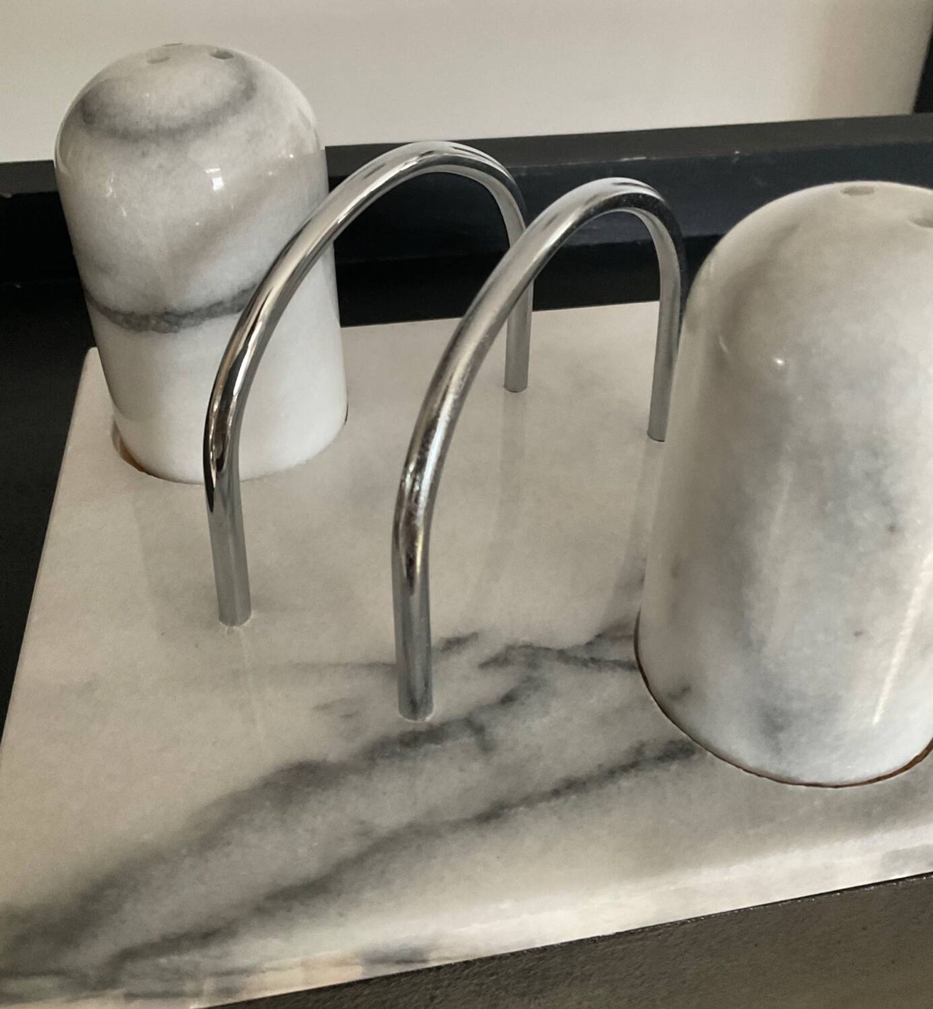 Vintage white marble table server