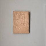 Handcrafted wall sculpture portrait of a woman from the 60s, handcrafted frame