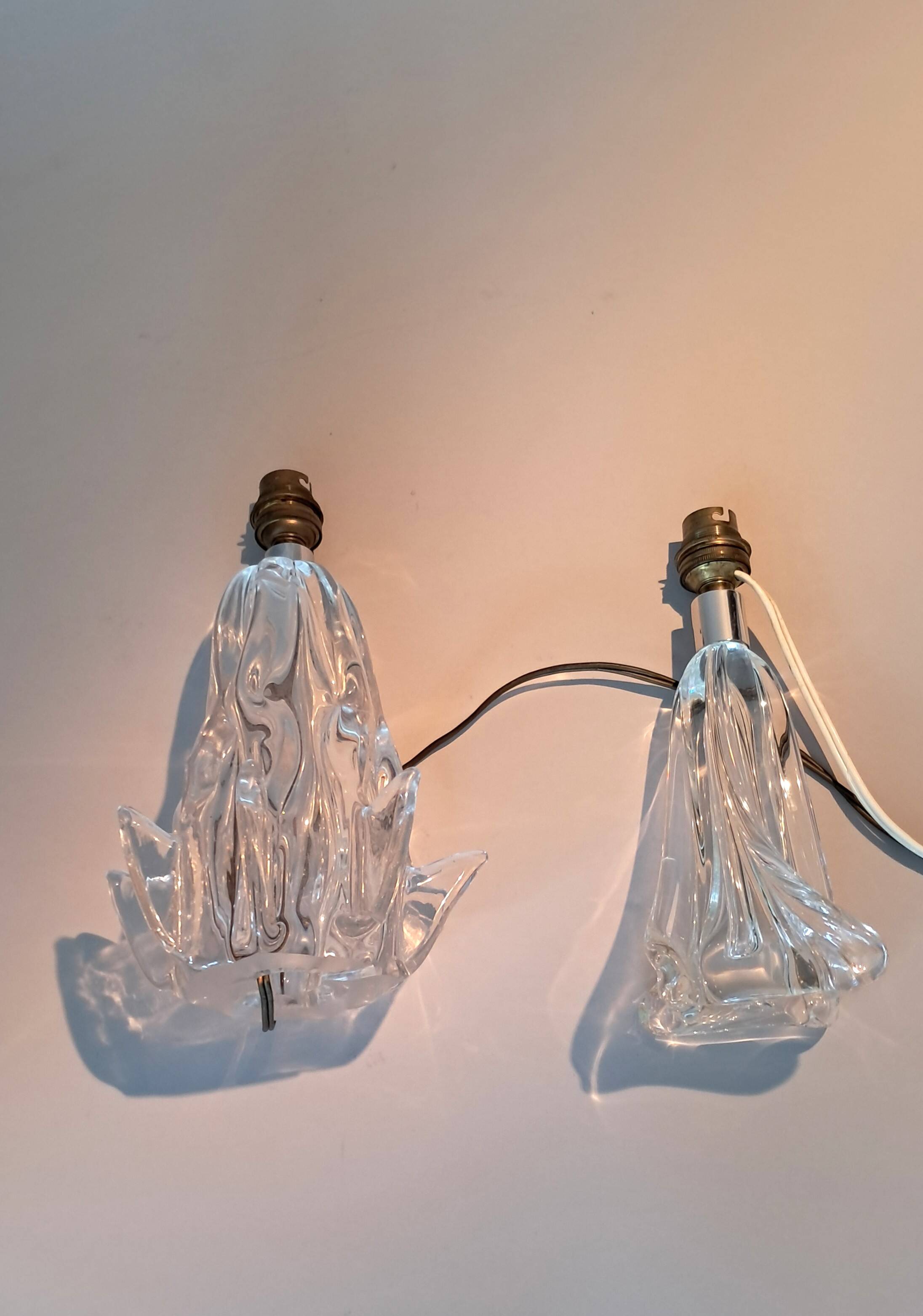 Pair of crystal lamps, France 1940/1950.