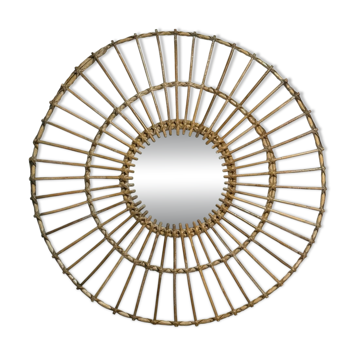 Huge rattan mirror from the 1960s France.