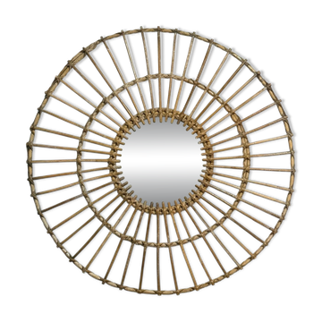 Énorme miroir en Rotin des années 60 France