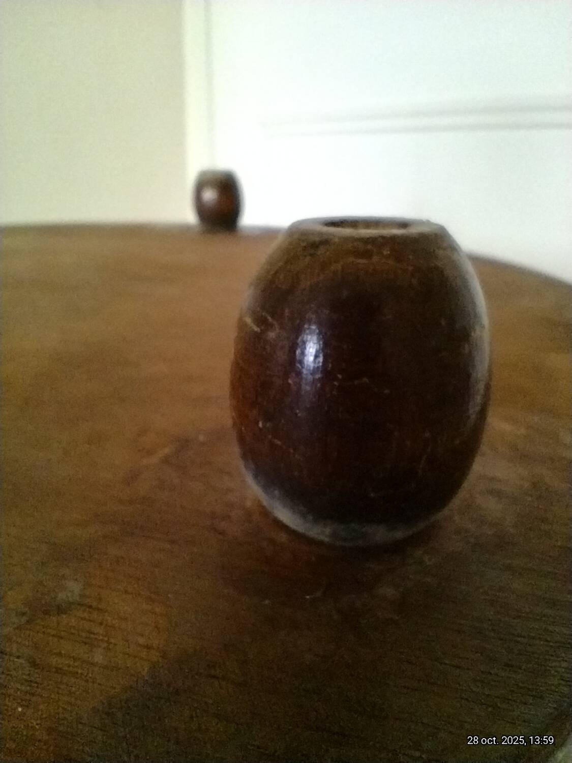 Table basse guéridon sellette vintage art déco tube métal plateau bois