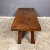 Brutalist oak seventies side table coffee table bench